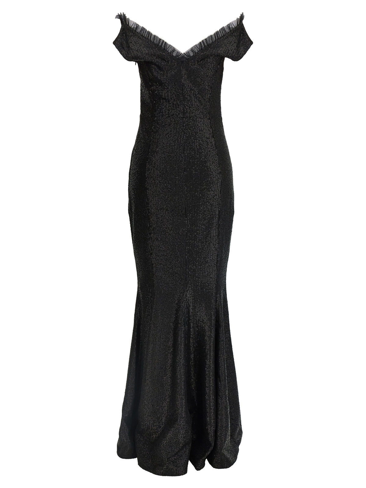 Norma Kamali Grace Black Long Dress with Sequins