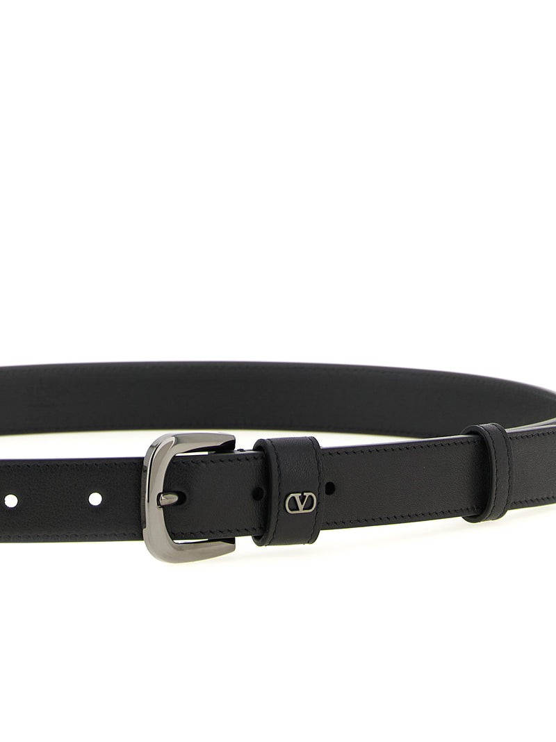 Ceinture classique en cuir de veau noir Valentino Garavani