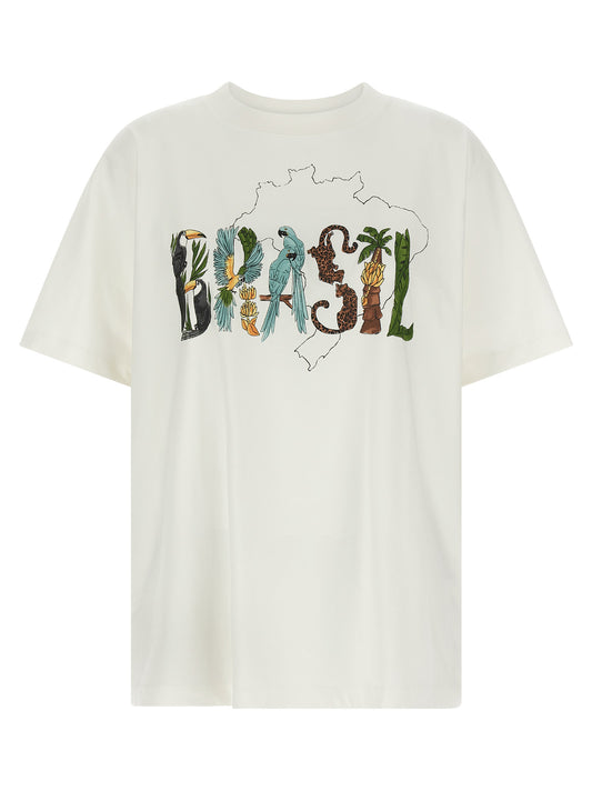 FARM RIO Off-White Brasil T-Shirt en Coton pour Femme