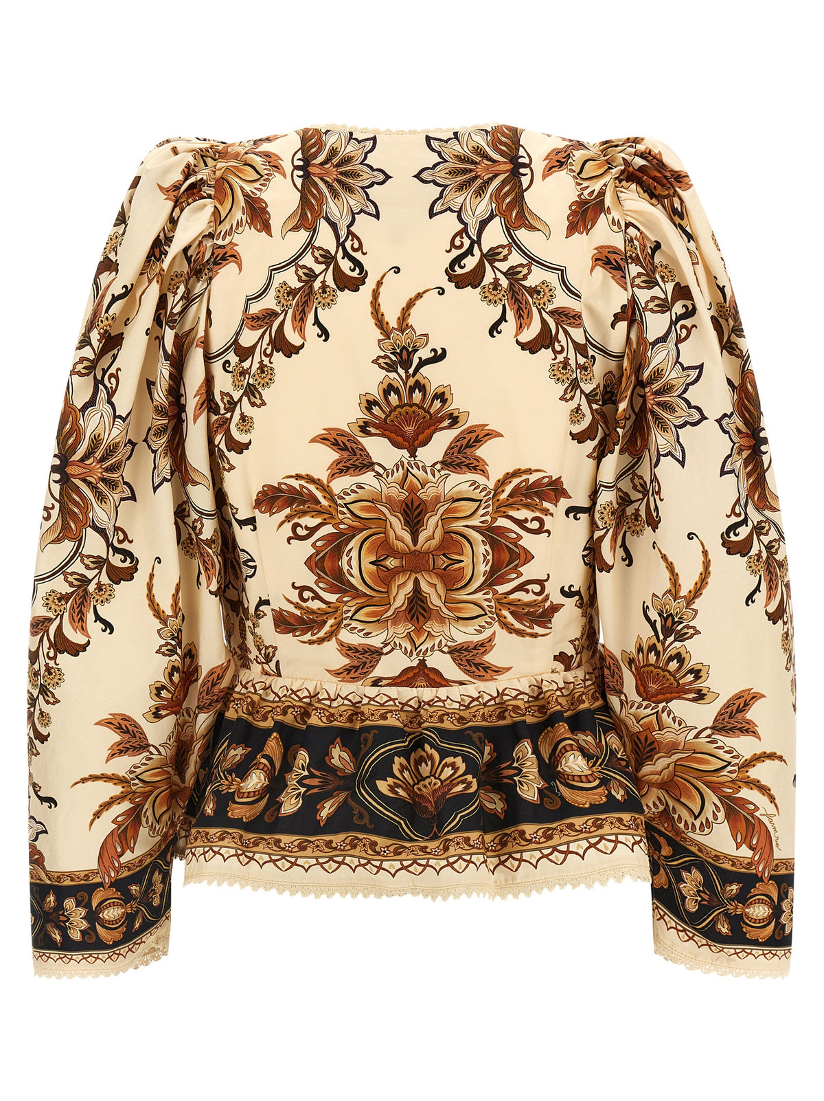 FARM RIO Majestic Garden Sand Beige Cotton Blouse