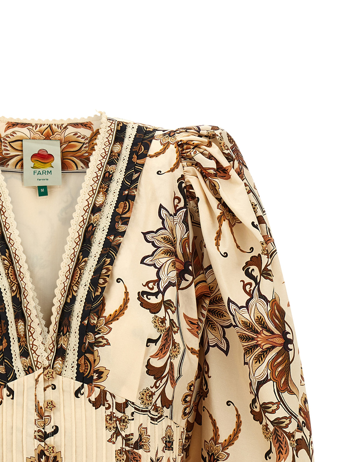 FARM RIO Majestic Garden Sand Beige Cotton Blouse