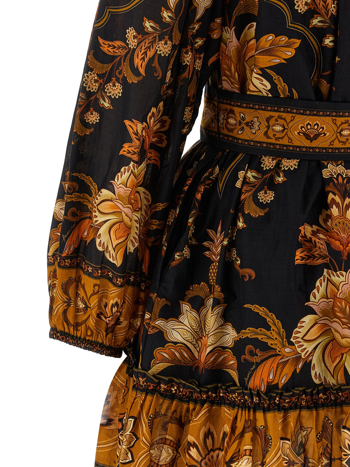FARM RIO Majestic Garden Black Cotton Short Dress