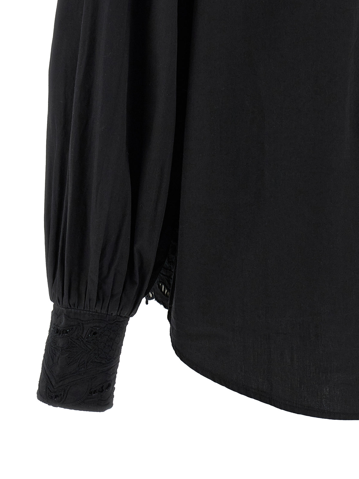 FARM RIO Black Cotton Blouse with Embroidered Details