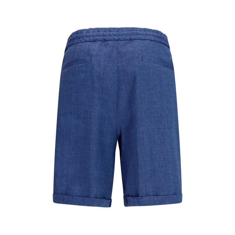 Brunello Cucinelli Bermuda en lin bleu