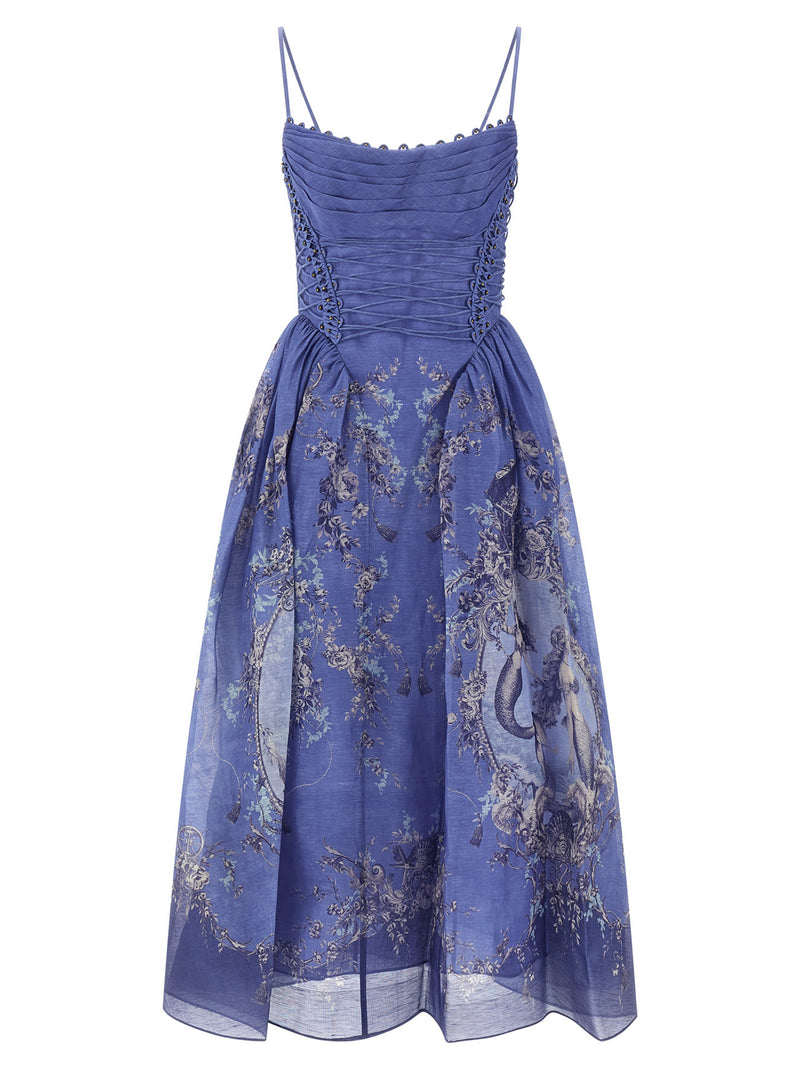 Zimmermann Rebellion Mermaid Picnic Blue Linen Long Dress