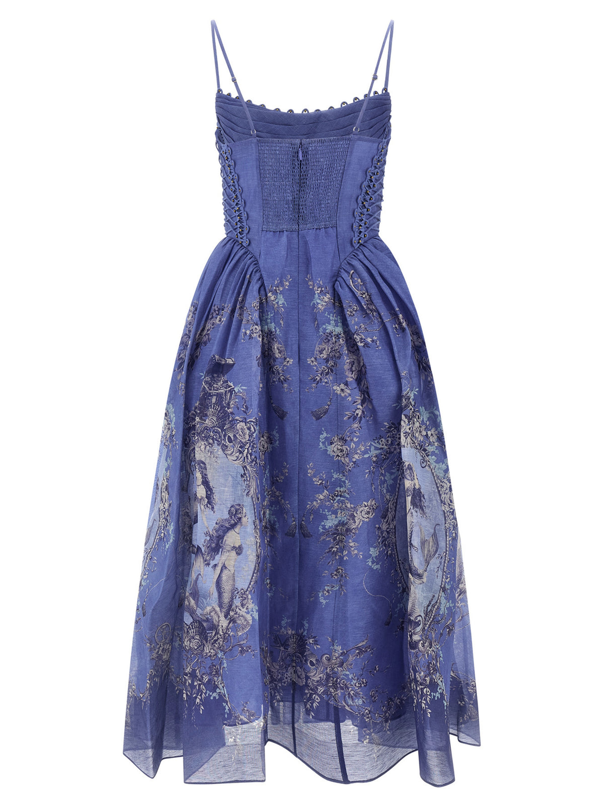 Zimmermann Rebellion Mermaid Picnic Blue Linen Long Dress