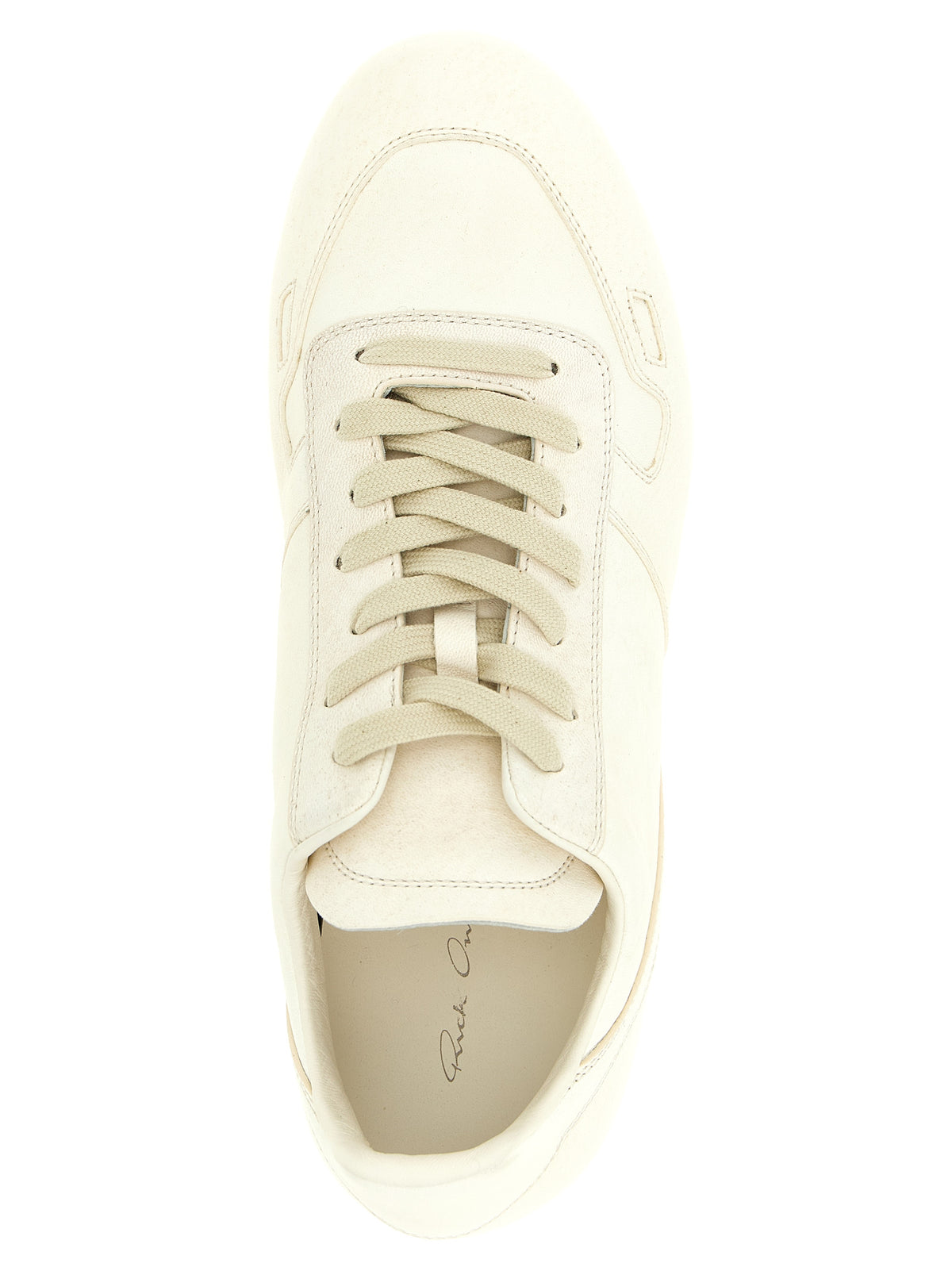 Rick Owens White Lamb Leather Low Top Sneakers