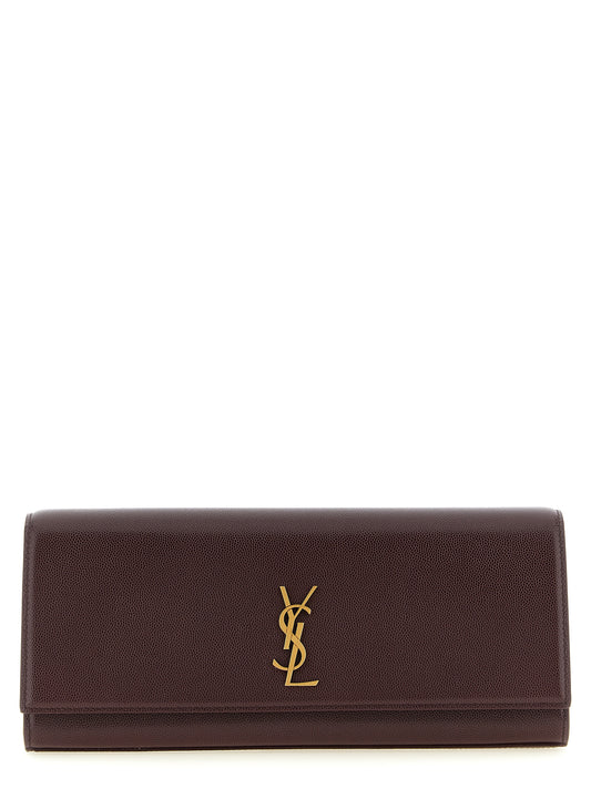Pochette Saint Laurent en veau bordeaux