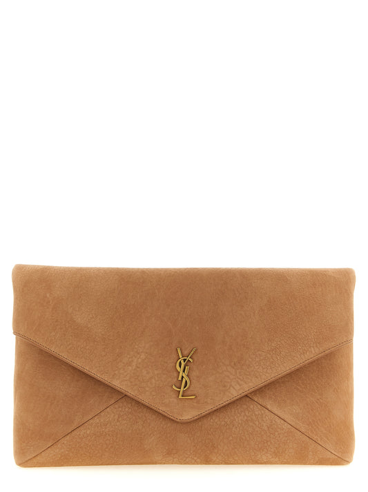 Pochette Saint Laurent en Cuir d'Agneau Marron