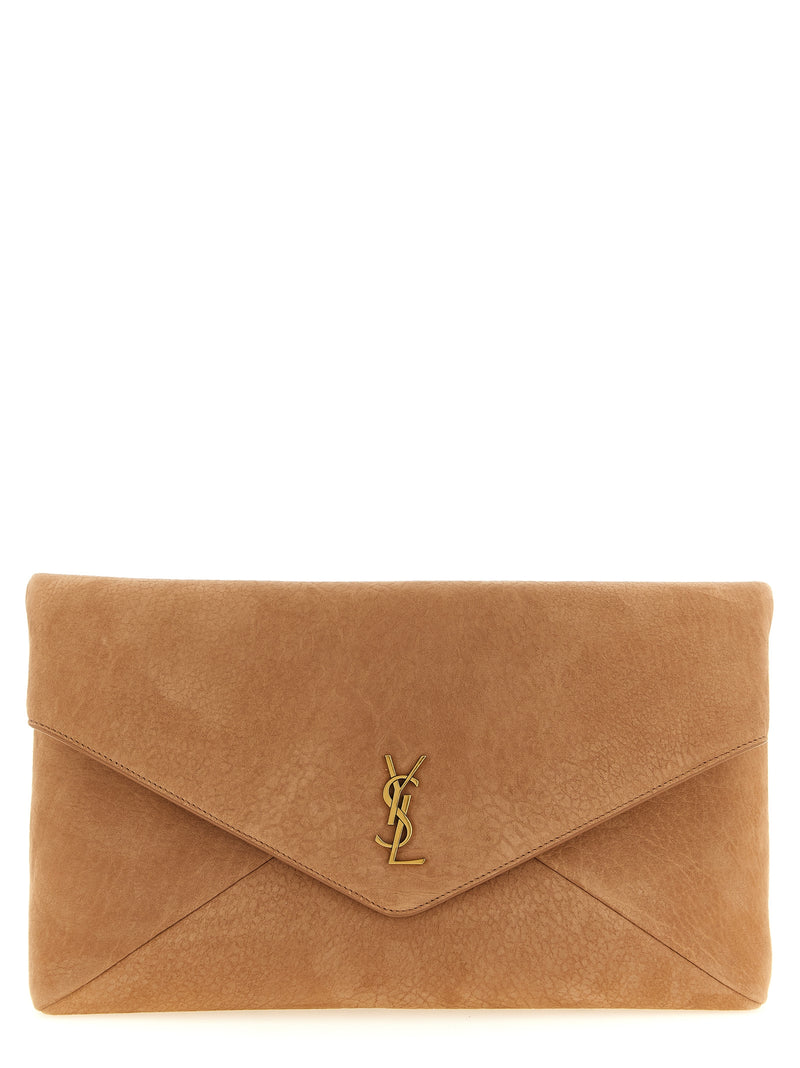 Pochette Saint Laurent en Cuir d'Agneau Marron