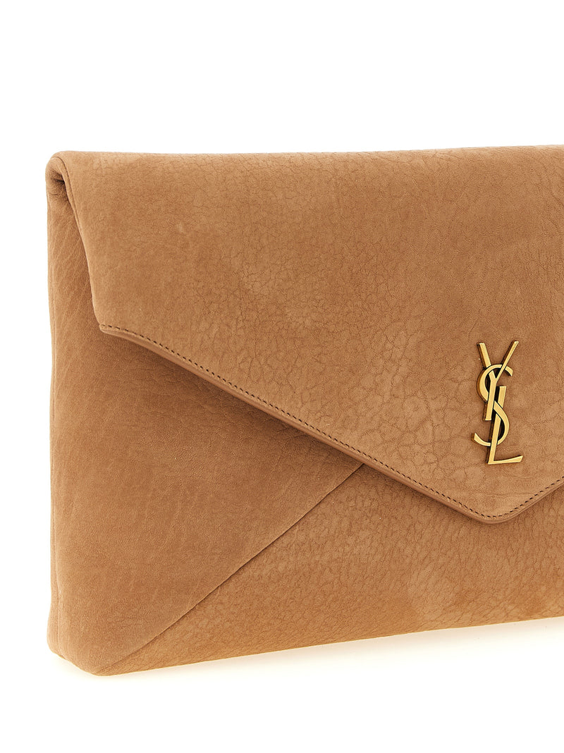 Pochette Saint Laurent en Cuir d'Agneau Marron