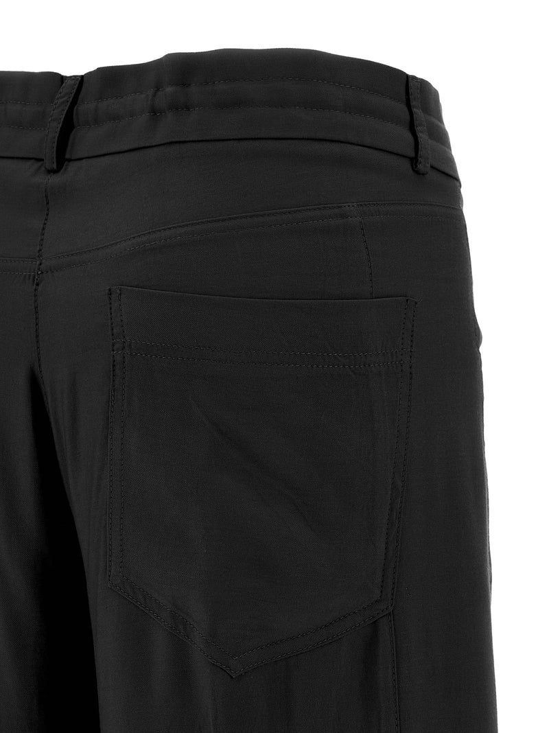 NUDE Black Viscose Casual Pants