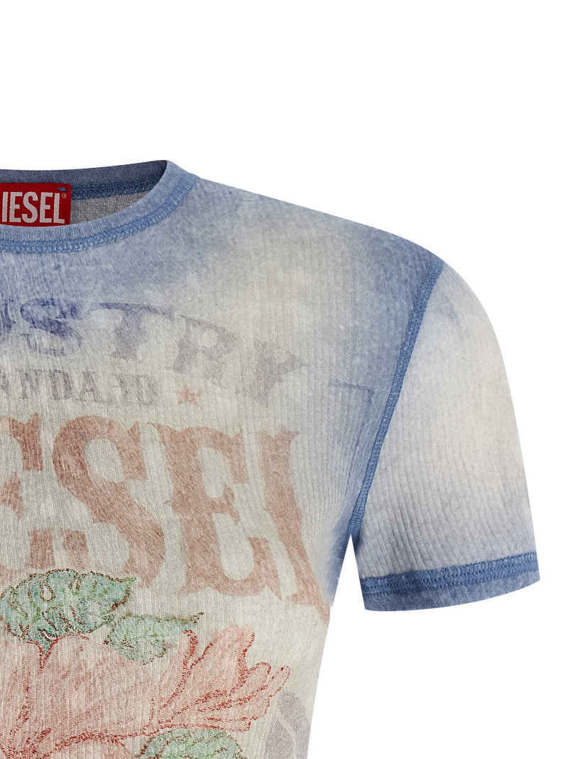 T-shirt en coton bleu Diesel