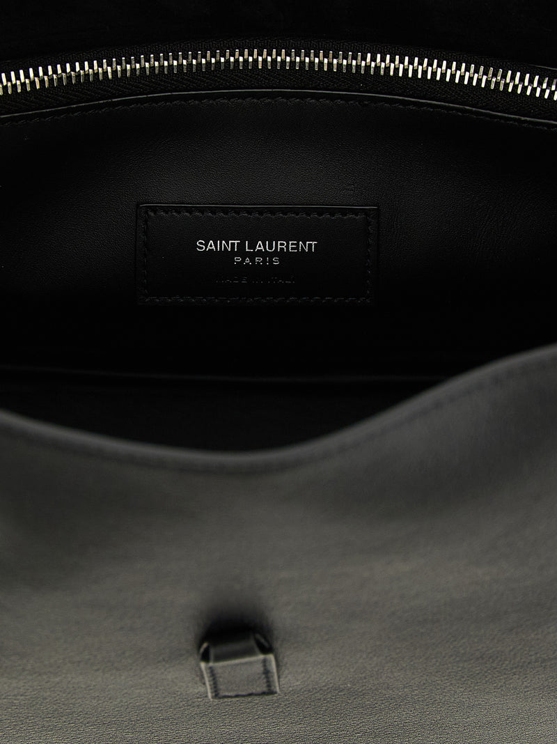 Sac porté épaule Saint Laurent en cuir de veau noir