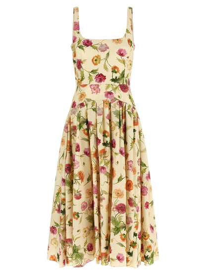 Carolina Herrera Beige Cotton Midi Dress