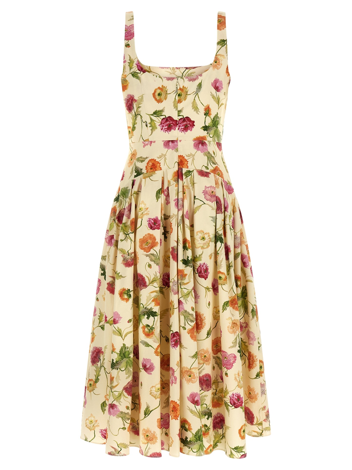 Carolina Herrera Beige Cotton Midi Dress