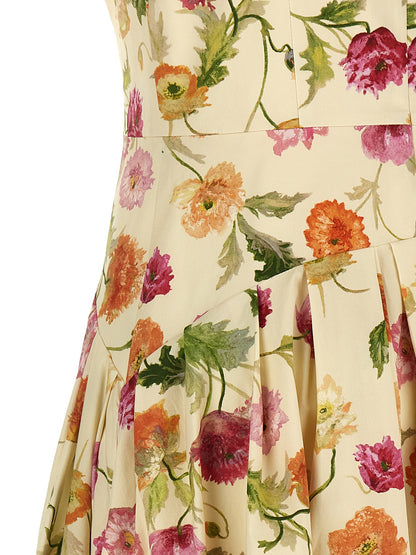 Carolina Herrera Beige Cotton Midi Dress