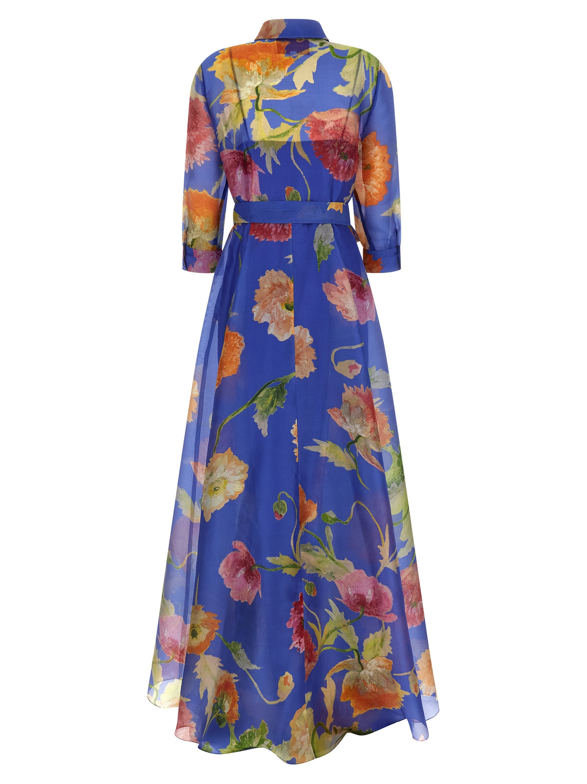 Robe longue en soie bleue Carolina Herrera