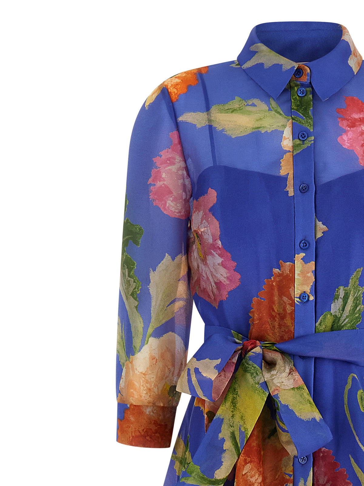 Robe longue en soie bleue Carolina Herrera