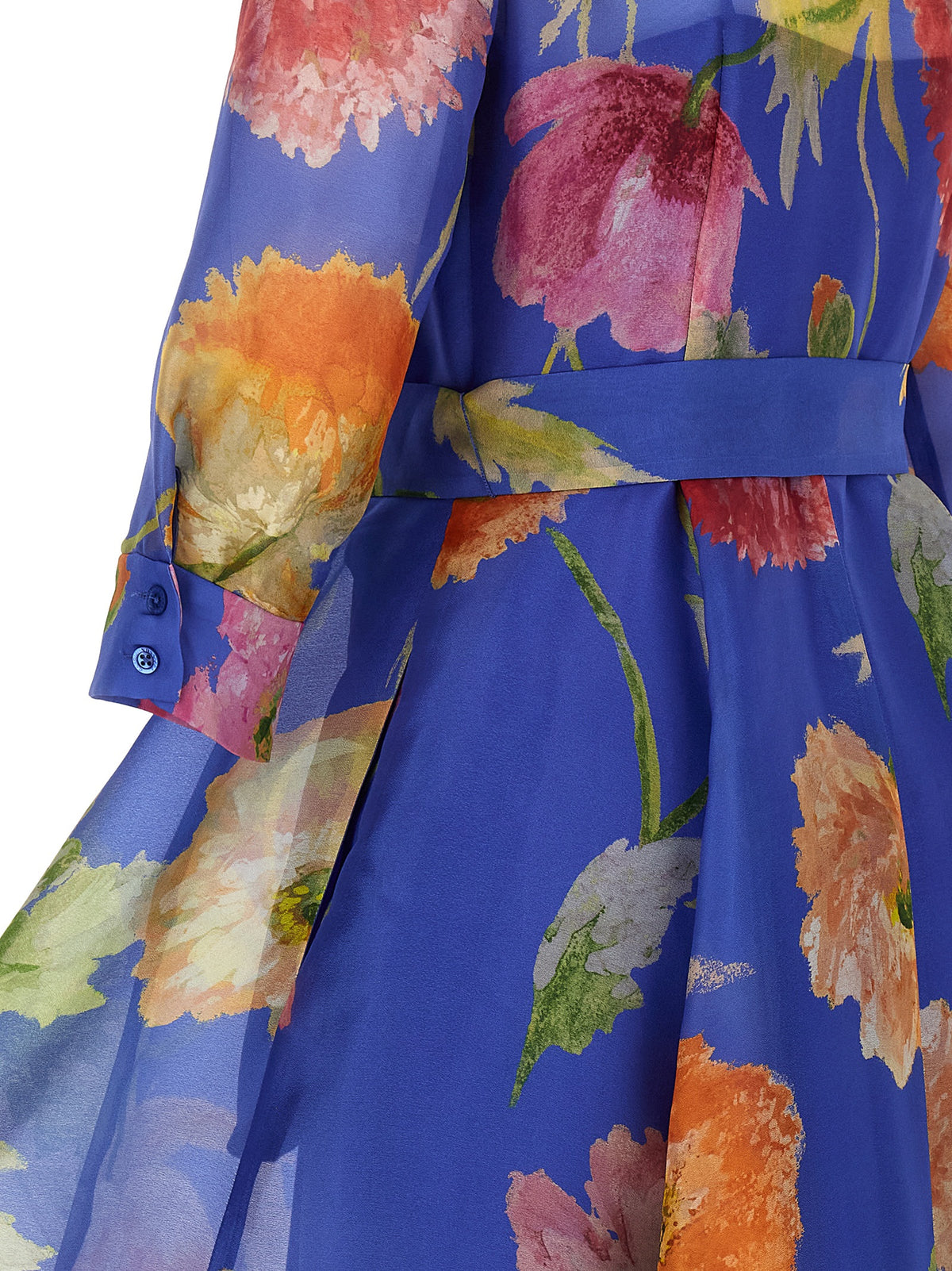 Robe longue en soie bleue Carolina Herrera