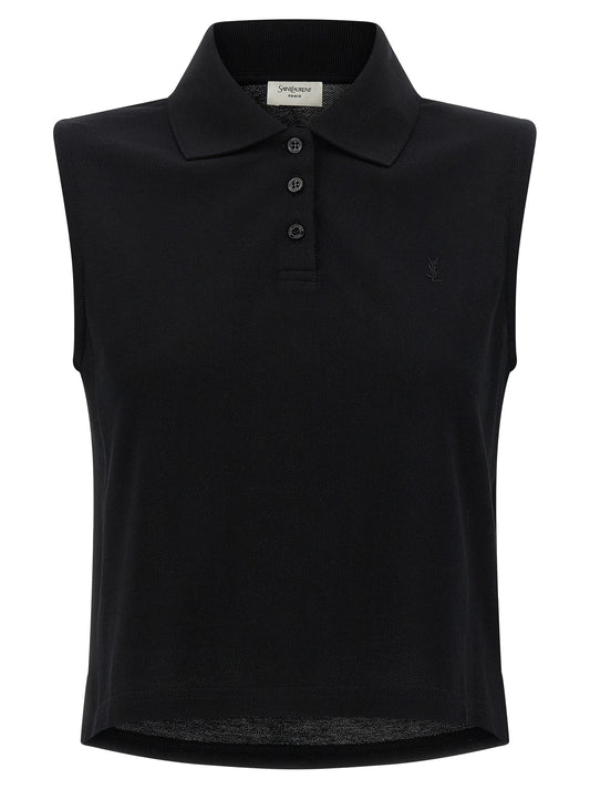 Saint Laurent Black Cotton Polo Shirt - Chic & Timeless