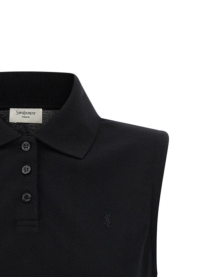 Saint Laurent Black Cotton Polo Shirt