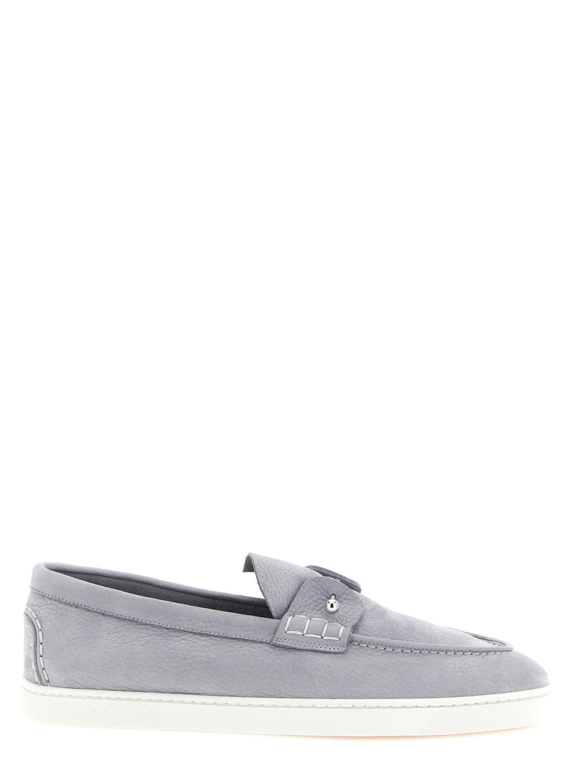 Christian Louboutin Chambeliboat Gray Calfskin Slip-On Loafers