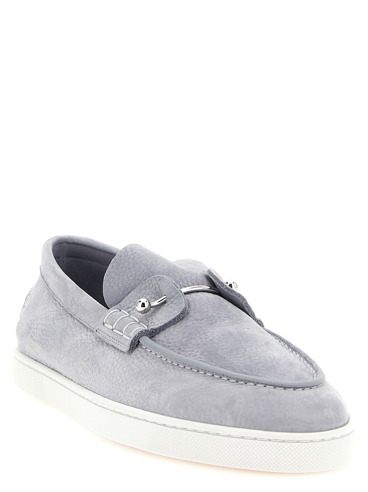 Christian Louboutin Chambeliboat Gray Calfskin Slip-On Loafers