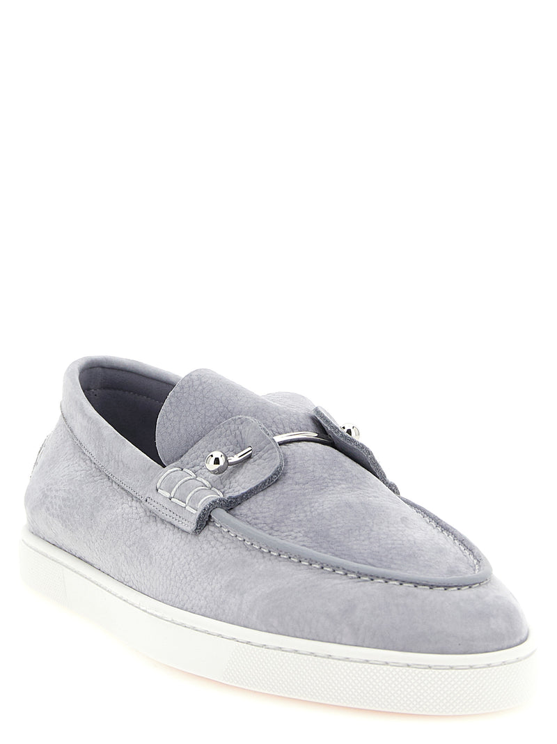 Christian Louboutin Chambeliboat Gray Calfskin Slip-On Loafers