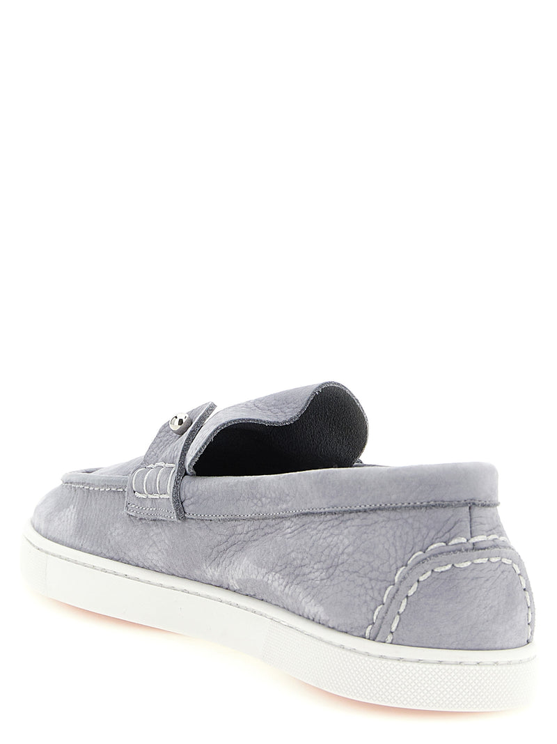 Christian Louboutin Chambeliboat Gray Calfskin Slip-On Loafers
