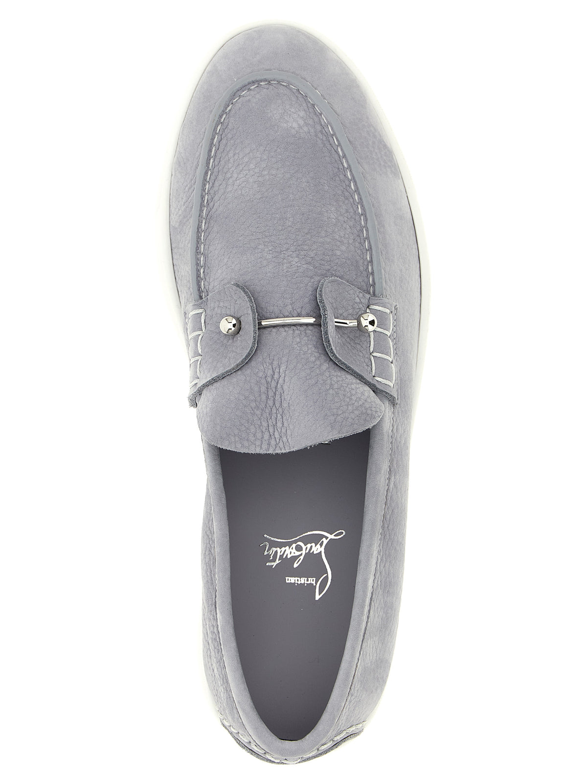 Christian Louboutin Chambeliboat Gray Calfskin Slip-On Loafers