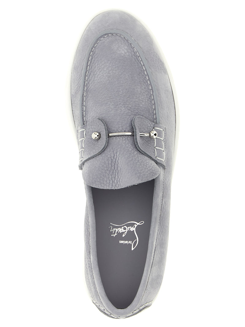 Christian Louboutin Chambeliboat Gray Calfskin Slip-On Loafers