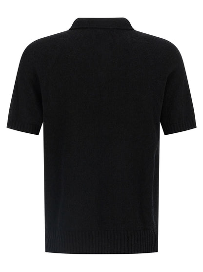 MA'RY'YA Black Cotton Polo Shirt