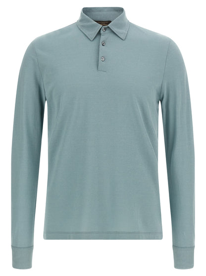 ZANONE Blue Cotton Polo Shirt