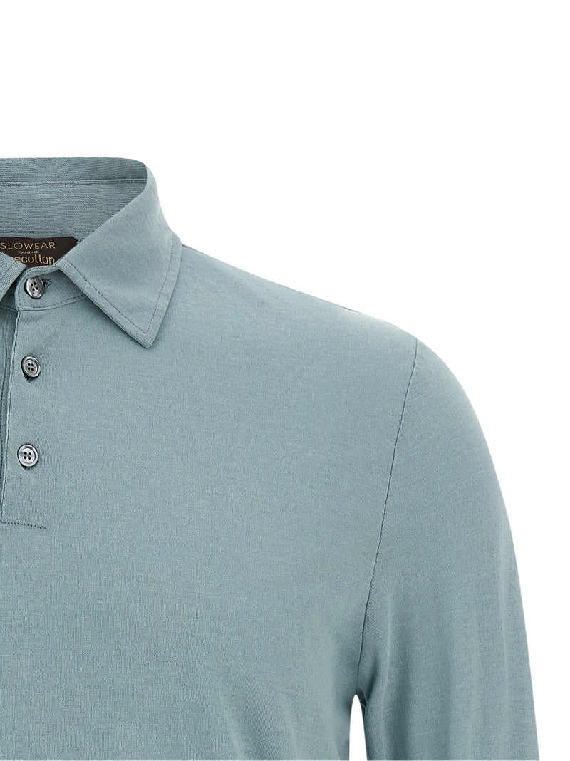 ZANONE Blue Cotton Polo Shirt