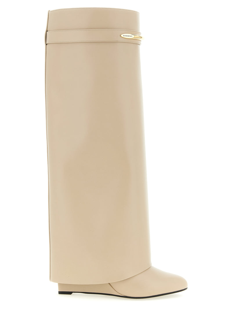 Givenchy Shark Pinch Beige Calfskin Over The Knee Boots