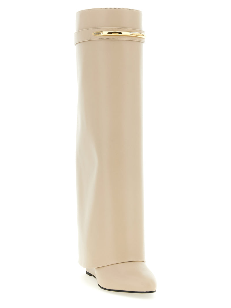 Givenchy Shark Pinch Beige Calfskin Over The Knee Boots