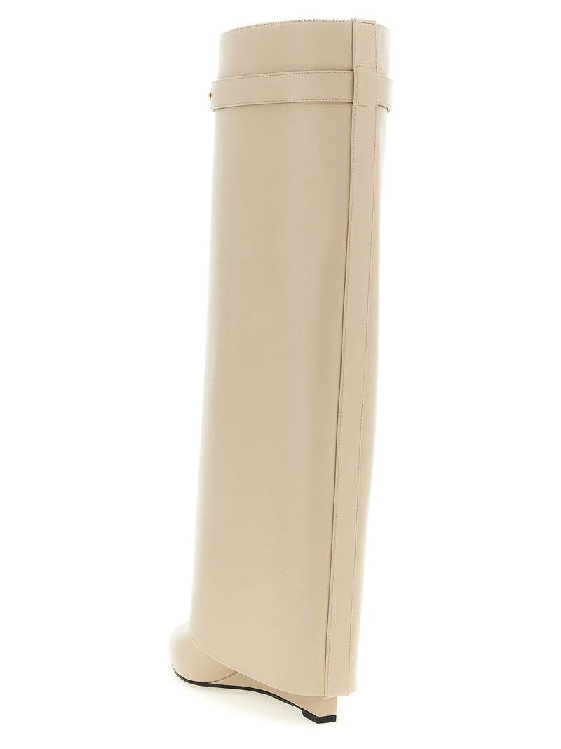 Givenchy Shark Pinch Beige Calfskin Over The Knee Boots
