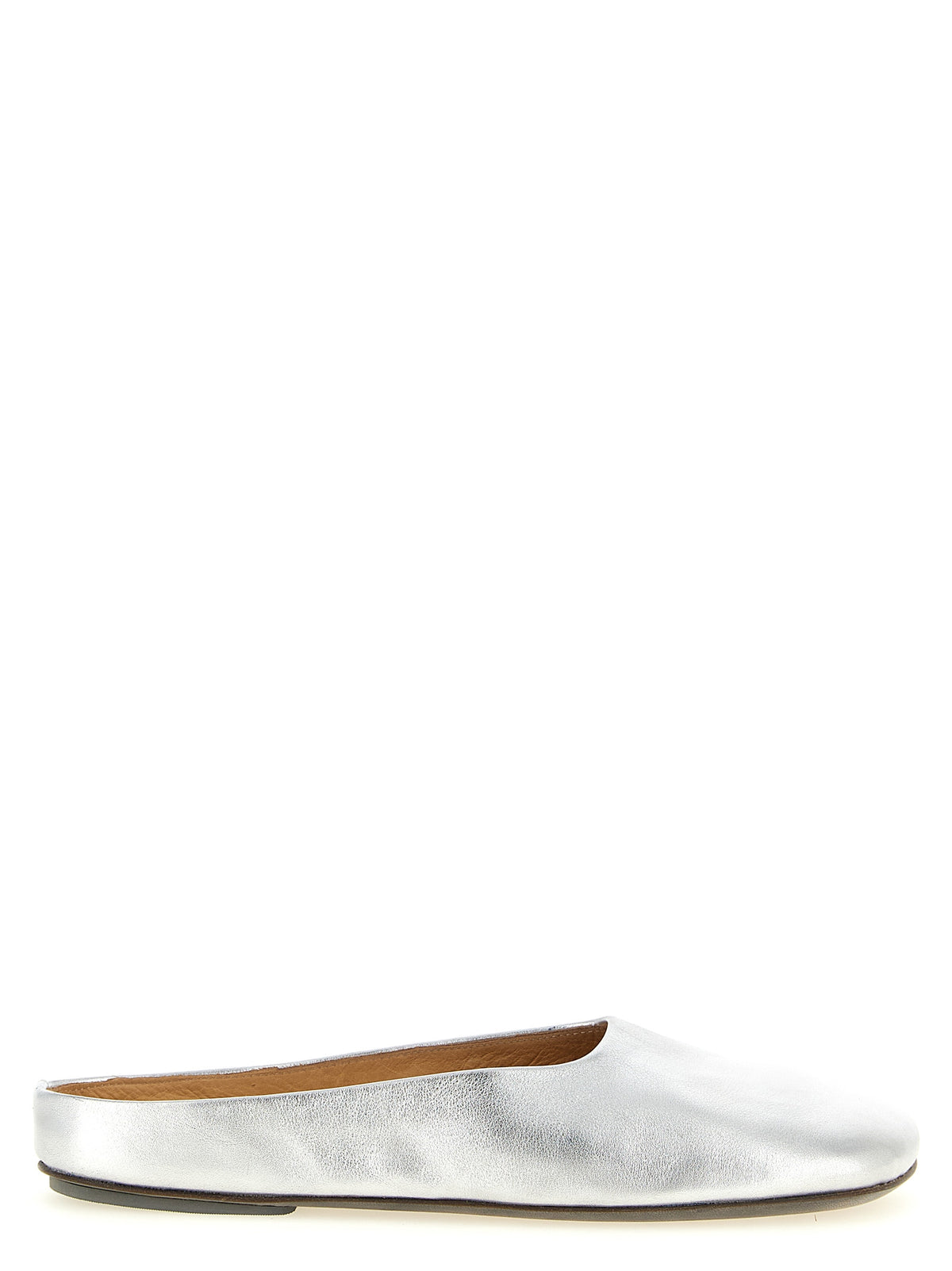 MARSÈLL Silver Calfskin Mules - Elegant Comfort for Women