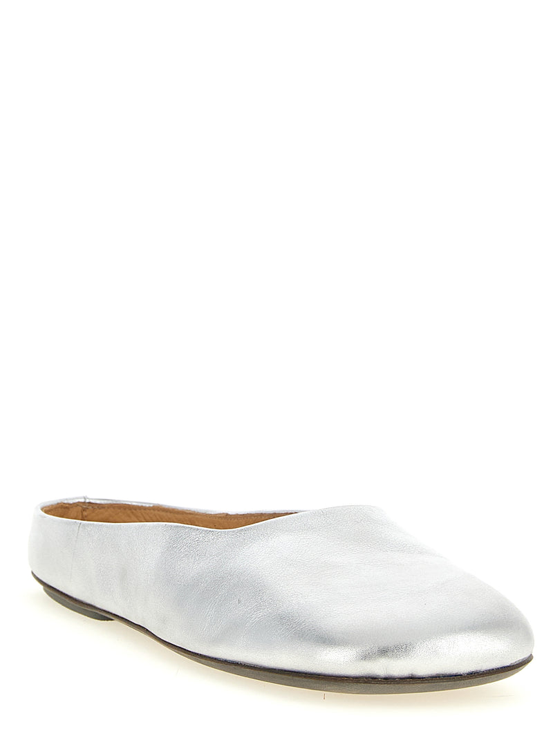 MARSÈLL Silver Calfskin Mules - Elegant Comfort for Women