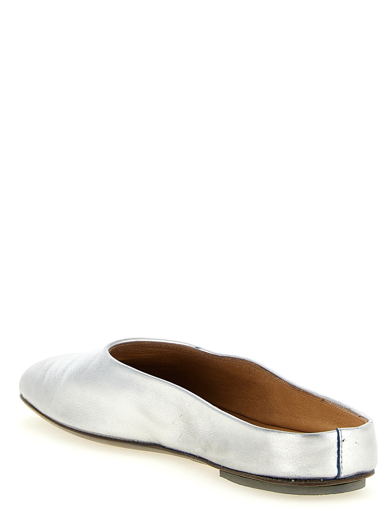 MARSÈLL Silver Calfskin Mules - Elegant Comfort for Women