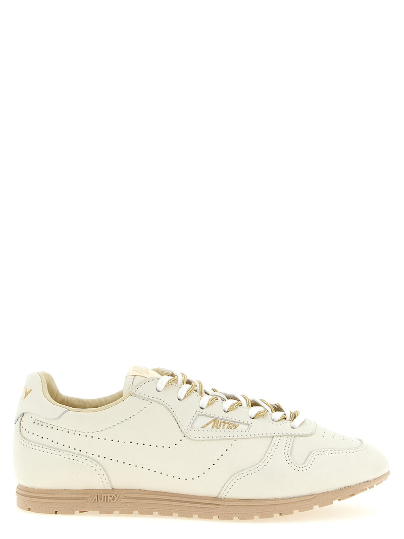 Autry Beige Cowhide Low Top Sneakers