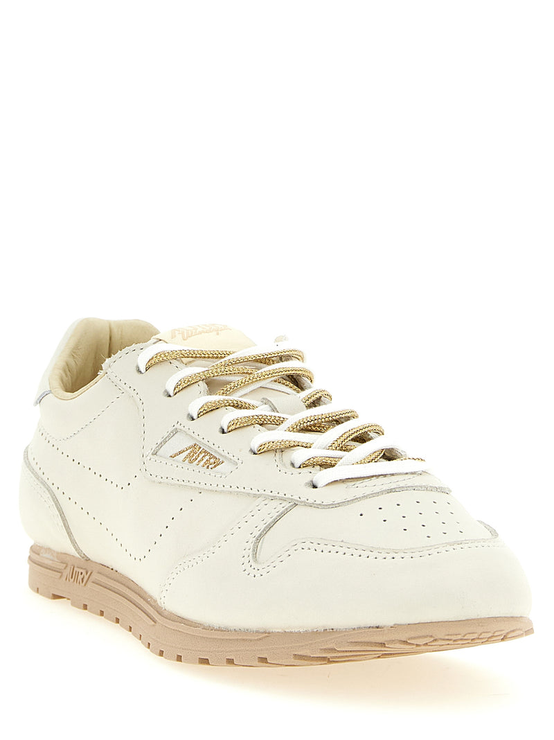 Autry Beige Cowhide Low Top Sneakers
