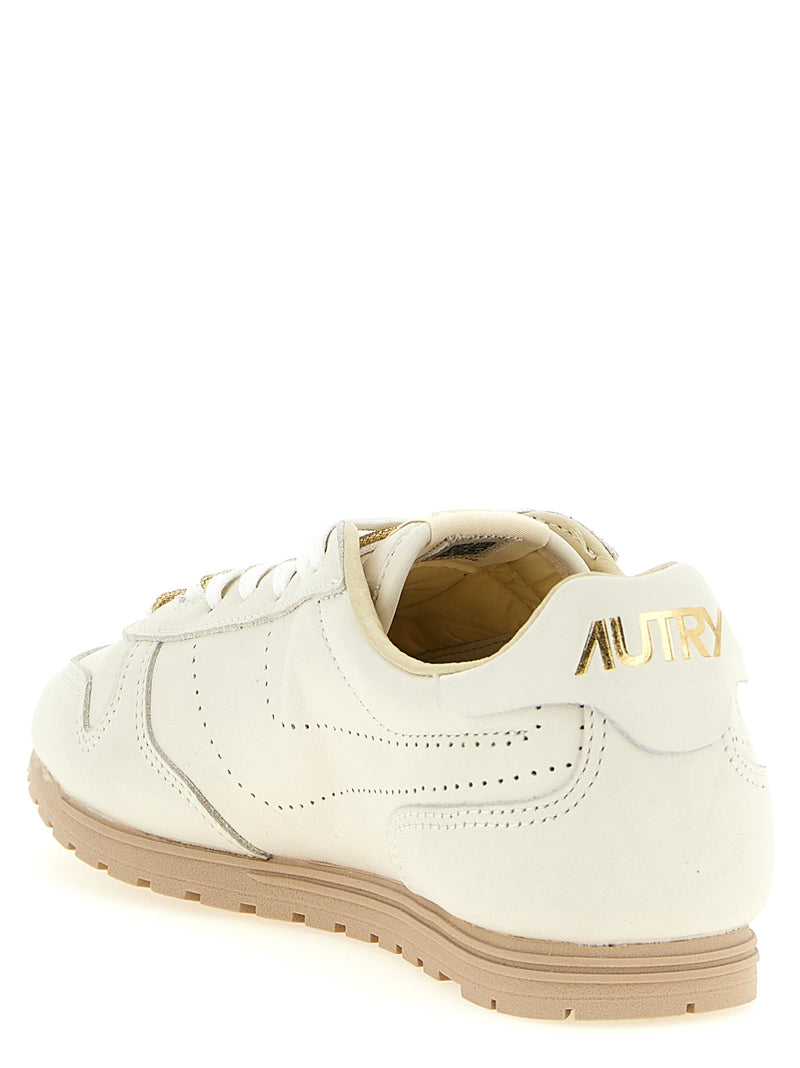 Autry Beige Cowhide Low Top Sneakers