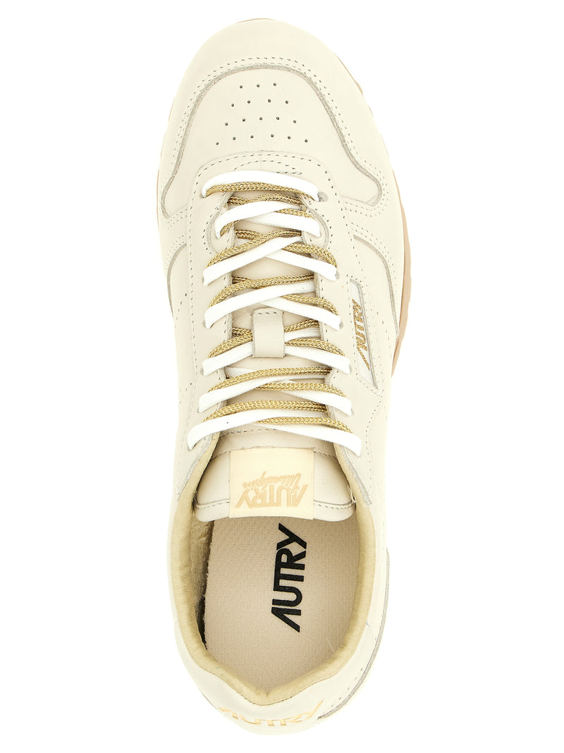 Autry Beige Cowhide Low Top Sneakers