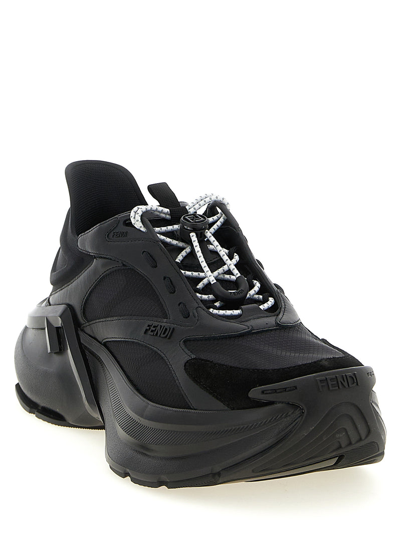 Fendi Black Calfskin F-Light Athletic Sneakers for Women
