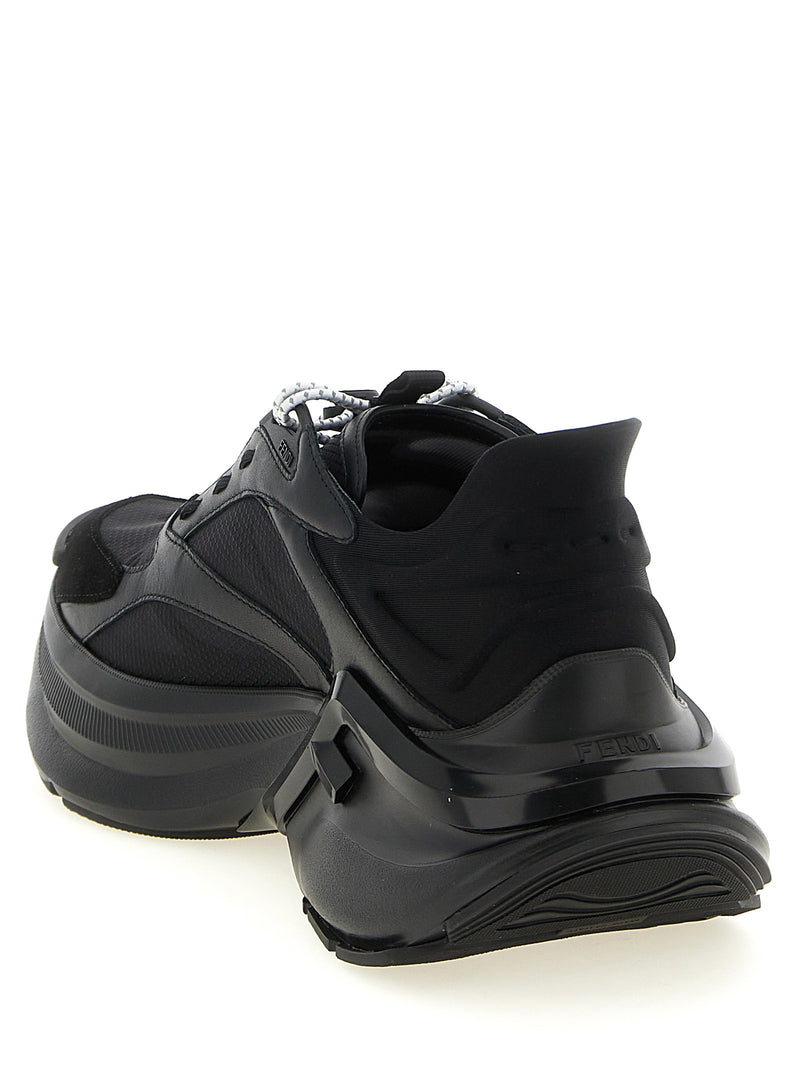 Fendi Black Calfskin F-Light Athletic Sneakers for Women