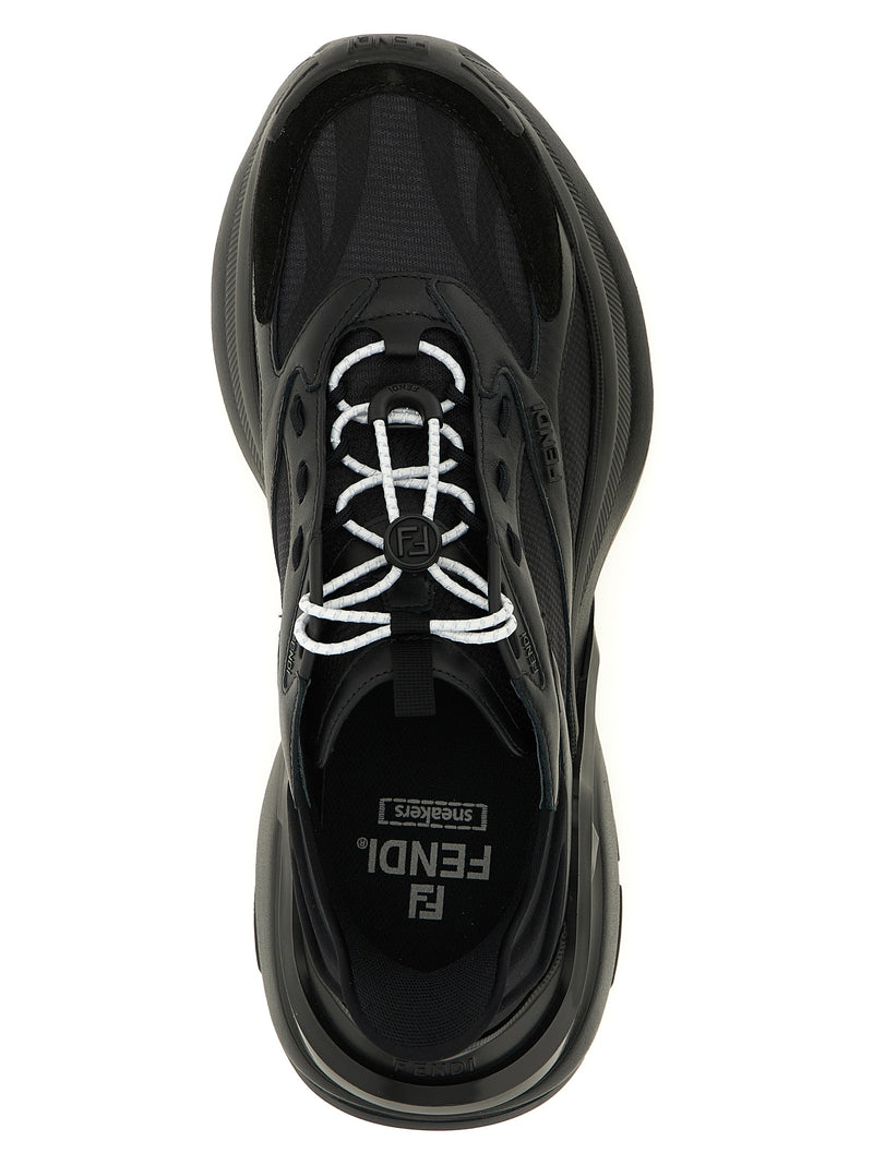 Fendi Black Calfskin F-Light Athletic Sneakers for Women