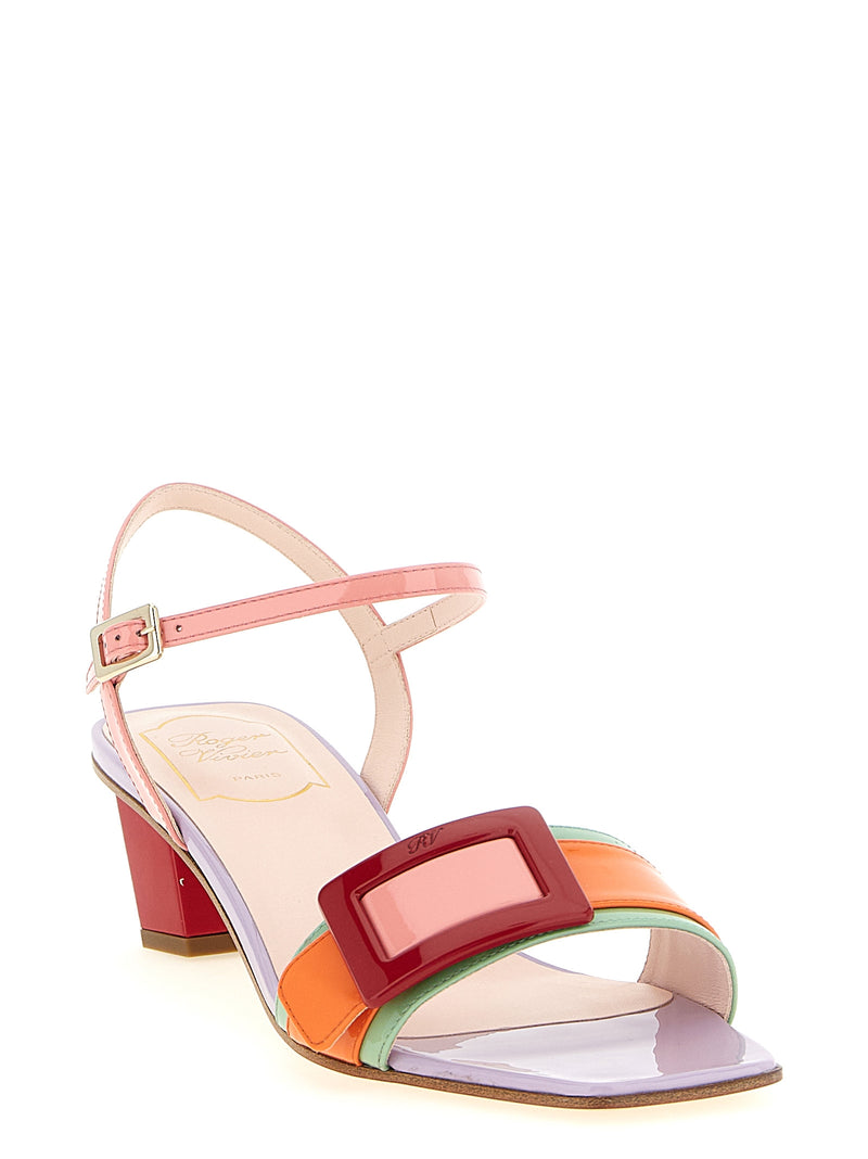 Roger Vivier Multicolor Calfskin Stiletto Heel Sandals