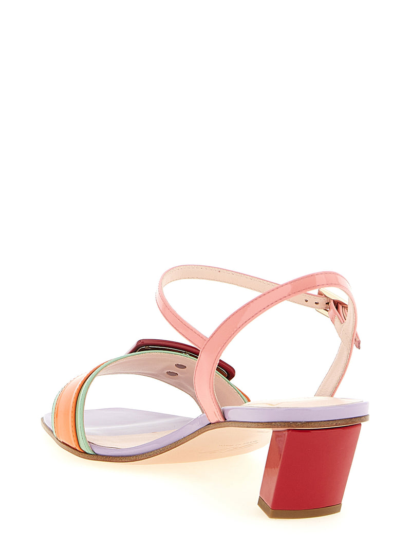 Roger Vivier Multicolor Calfskin Stiletto Heel Sandals